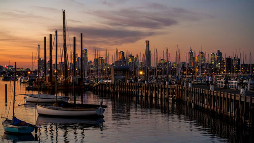 View of city at sunset