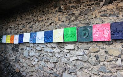 Low angle view of multi colored wall