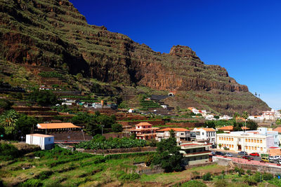 Built structures on countryside landscape