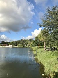 Scenic view of lake against sky
