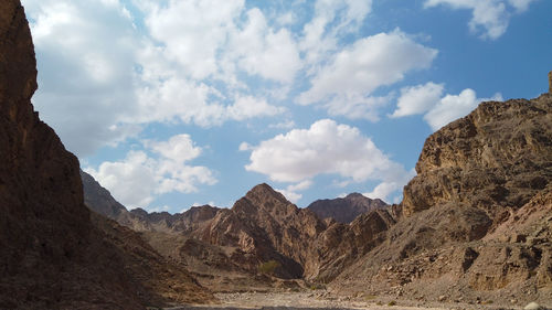 Panoramic view of rocky mountains against sky