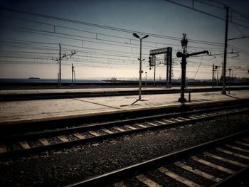 Railway tracks against sky