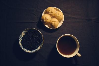 High angle view of coffee on table