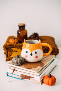 Close-up of fall staff on table