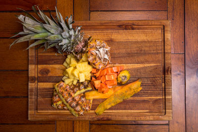 High angle view of vegetables on table