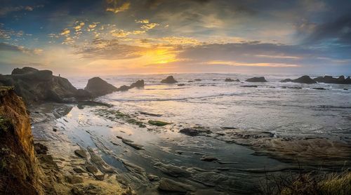 Scenic view of sea against sky during sunset