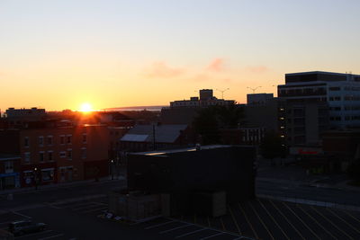 Buildings at sunset