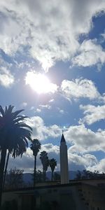 Low angle view of building and trees against sky