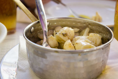 Close-up of food in bowl on table