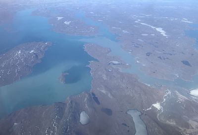 High angle view of ice on sea shore