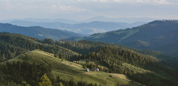 Panoramic view of landscape and mountains against sky