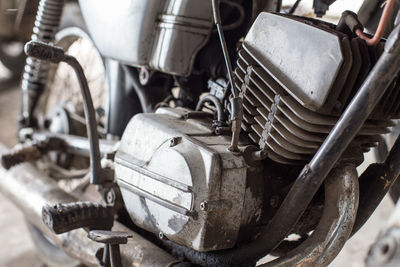 Close-up of motorcycle engine