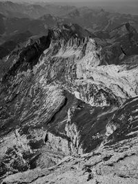 High angle view of landscape and mountains