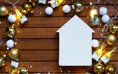 Christmas decorations on table