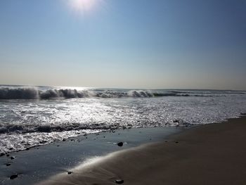 Scenic view of sea against clear sky