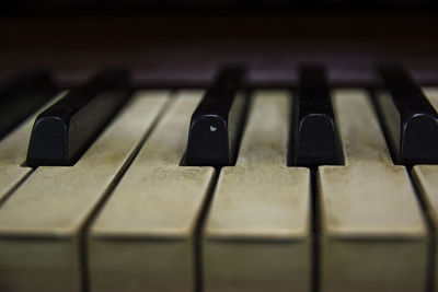 Close-up of piano keys