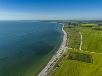 Aerial photo of havmølle redoubt, holme beach and dråby beach, denmark