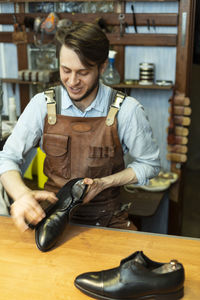 Man working on table