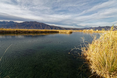 Scenic view of lake against sky