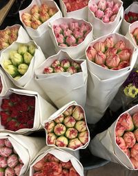 High angle view of fruits for sale in market