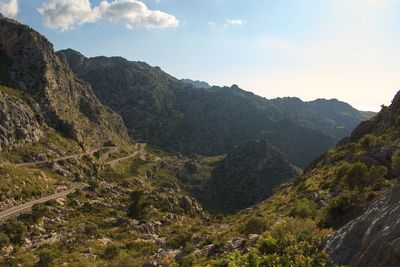 Scenic view of mountains against sky