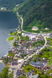 High angle view of buildings in city