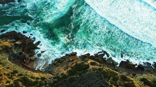 High angle view of sea against sky