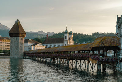 Bridge over river against sky