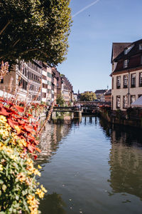 Canal amidst buildings against sky