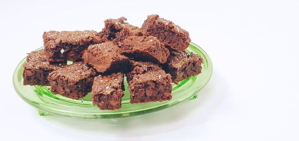 Close-up of chocolate cake in plate