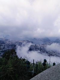 High angle view of cityscape against sky