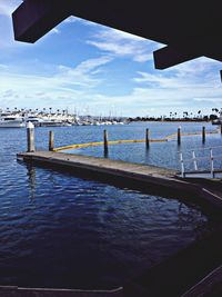 Scenic view of sea against blue sky