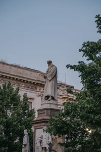 Low angle view of statue against clear sky