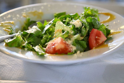 Close-up of salad served in plate