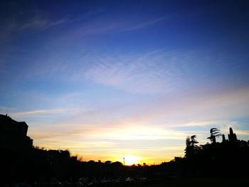 Silhouette trees against sky during sunset