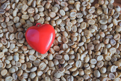 High angle view of heart shape in container