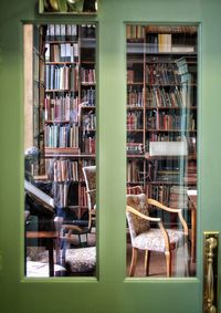 Close-up of books on shelf