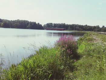 Scenic view of lake against sky