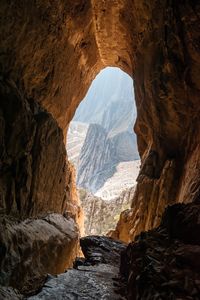 Scenic view of rock formations in cave