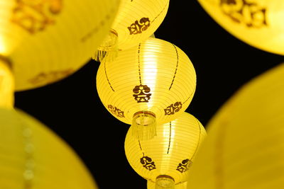 Low angle view of illuminated lantern