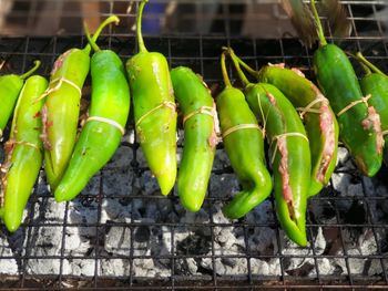 Close-up of green chili peppers