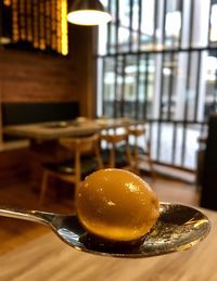 Close-up of ice cream on table