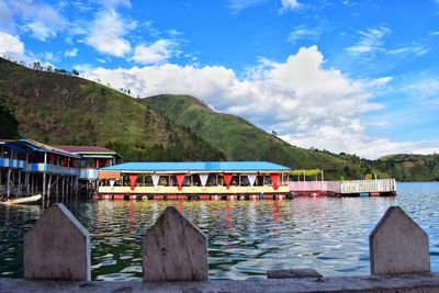 Scenic view of lake against sky