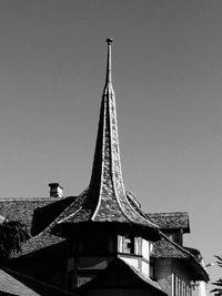 Low angle view of tower against clear sky