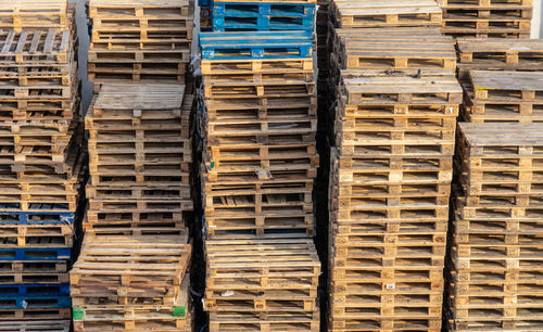 Full frame shot of euro pallets 