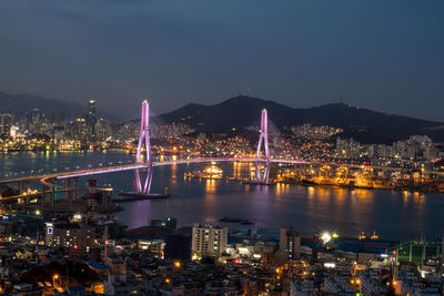 Illuminated city at night