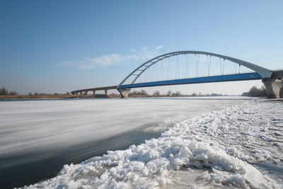 Scenic view of bridge against sky during winter