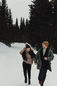 Happy couple at winter