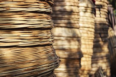 Full frame shot of wicker baskets