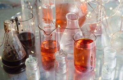 Close-up of wine glass on table